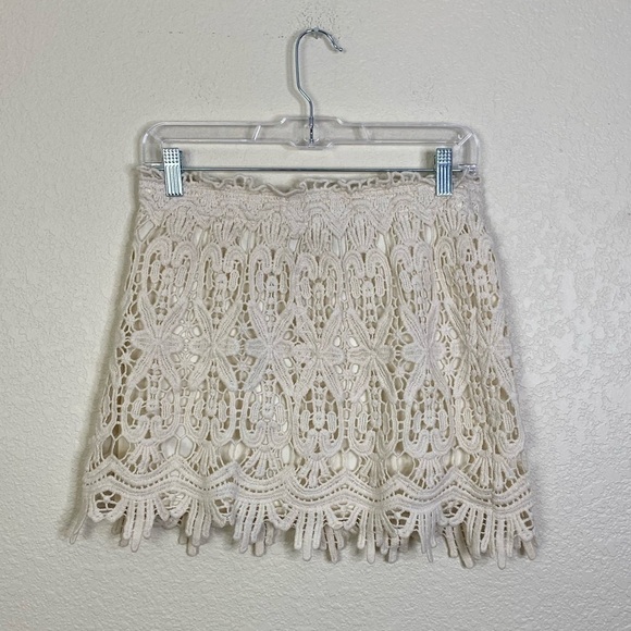 Blue Island/ Off white Crochet Mini Skirt/ Boho - Picture 5 of 7